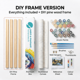 DIY frame kit option — paint by numbers kit with wooden stretcher bars to assemble yourself
