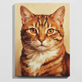 Colourful cat portrait paint by numbers kit — beginner friendly completed painting, vibrant ginger cat wall art