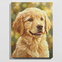 Golden retriever puppy paint by numbers kit — beginner friendly completed painting, fluffy golden dog wall art