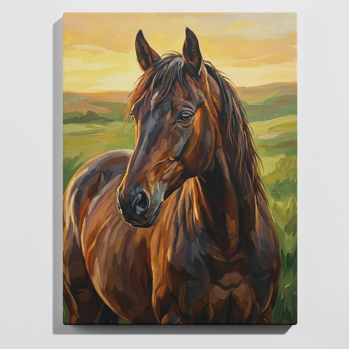 Majestic horse portrait paint by numbers kit — intermediate difficulty, elegant equestrian wall art