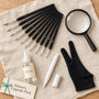 Painter's Upgrade Pack: fine-detail brushes, magnifier, number cover pen, flow aid and anti-smudge glove