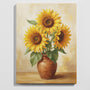 Sunflowers in a vase paint by numbers kit, beginner friendly completed sunflower bouquet wall art on canvas