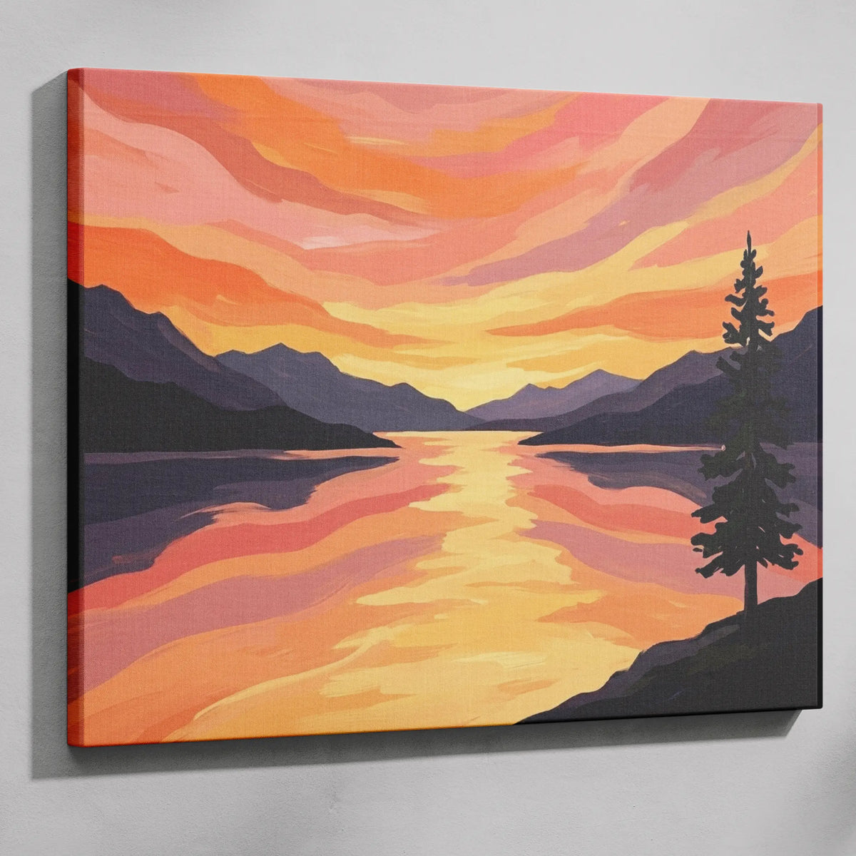 Sunset Lake Mountains — Paint by Numbers Kit